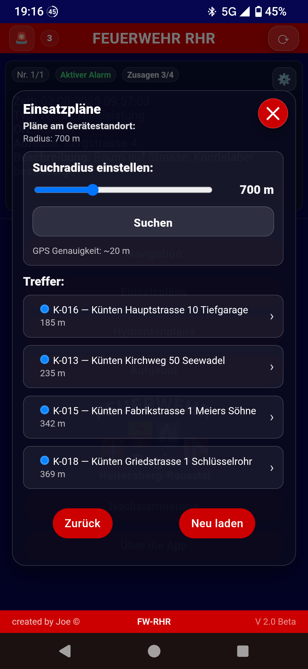 Einsatzplan – Gerät