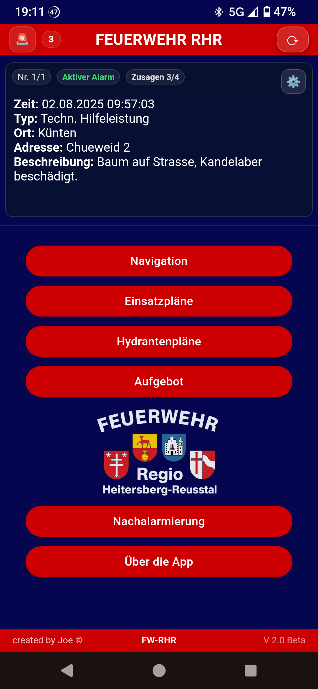 Hauptansicht / Alarmübersicht