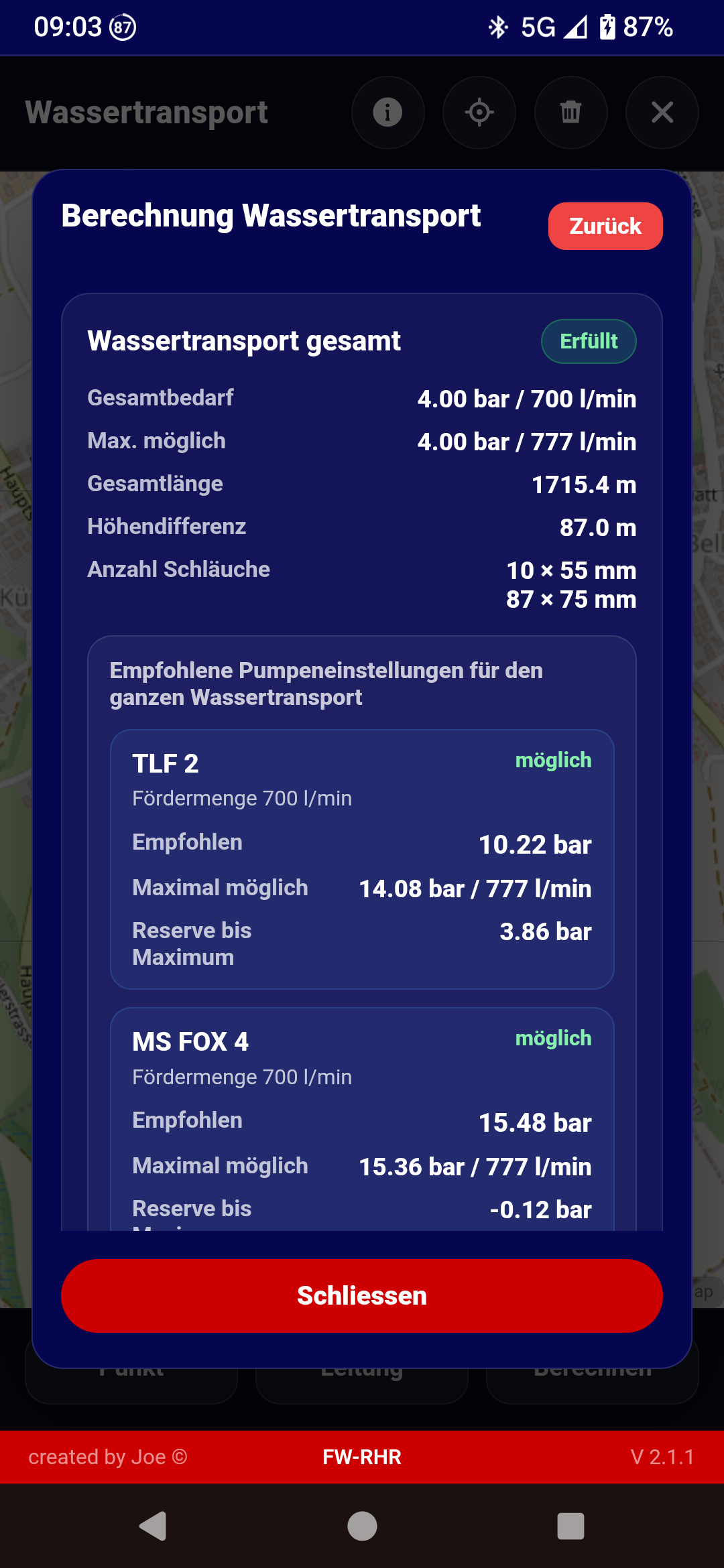 Wassertransport – Berechnung